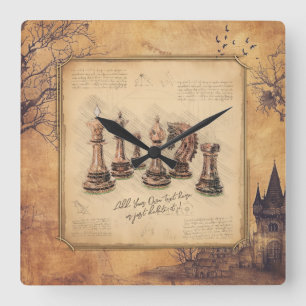 Relógio Quadrado Presente do jogador de arte Vintage Old Fashiked C