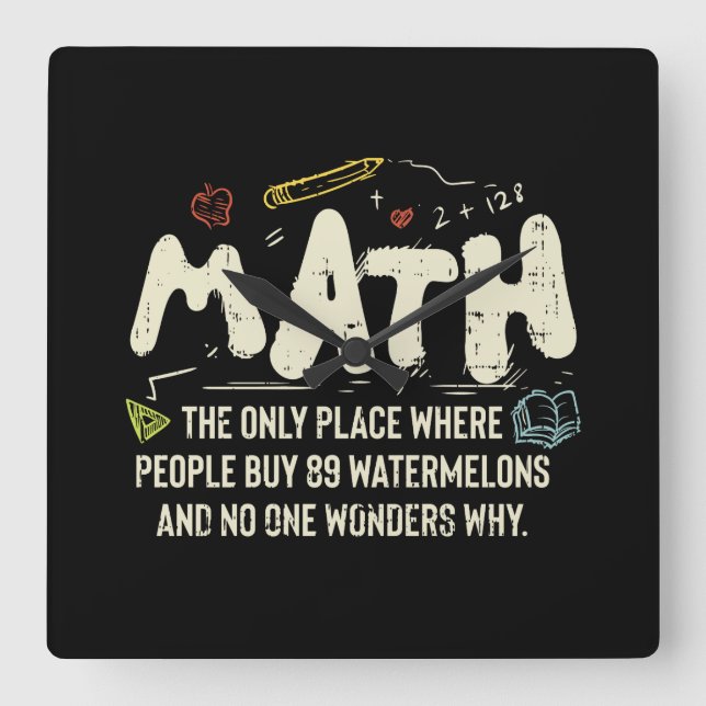 Relógio Quadrado Presente do professor de matemática de matemática (Frente)