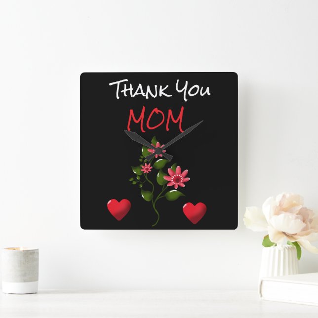 Relógio Quadrado Presente floral personalizado e feito sob medida (Lar)