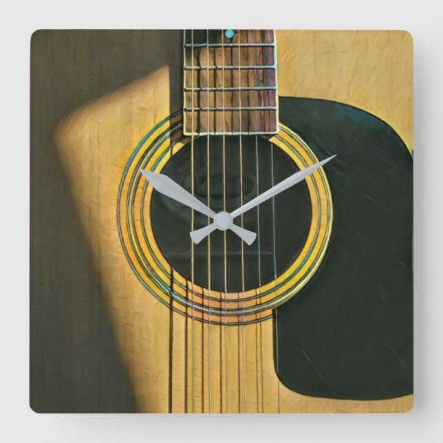 Relógio Quadrado Presente para guitarrista músico (Frente)