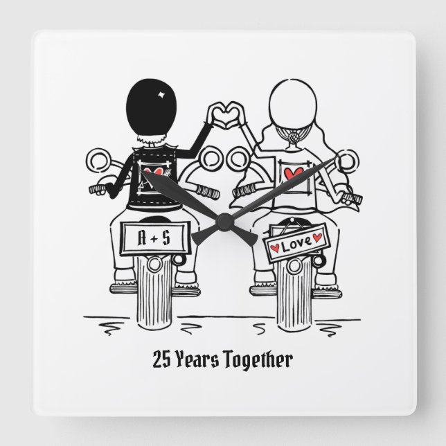 Relógio Quadrado Presente personalizado de aniversário de motocicle (Frente)