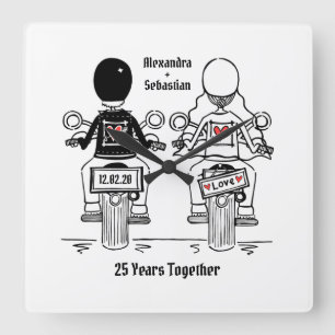 Relógio Quadrado Presente personalizado de aniversário de motocicle