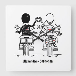 Relógio Quadrado Presente personalizado de aniversário de motocicle
