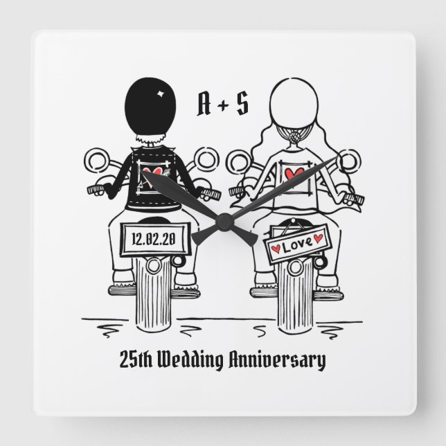 Relógio Quadrado Presente personalizado de aniversário de motocicle (Frente)