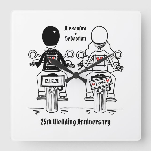 Relógio Quadrado Presente personalizado de aniversário de motocicle (Frente)