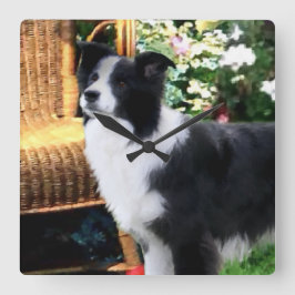 Relógio Quadrado Presentes de Arte de Collie de Borda