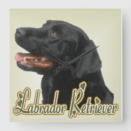 Relógio Quadrado Presentes de Arte Negros Labrador