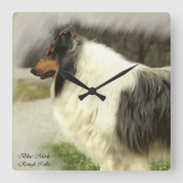 Relógio Quadrado Presentes de Collie Rough Rough Blue