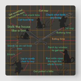 Relógio Quadrado Presentes engraçados bonitos do gato das