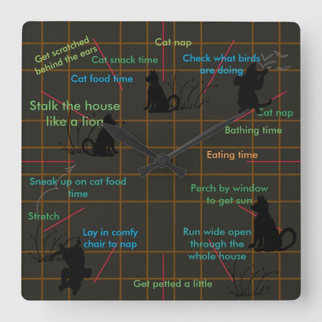 Relógio Quadrado Presentes engraçados bonitos do gato das (Frente)