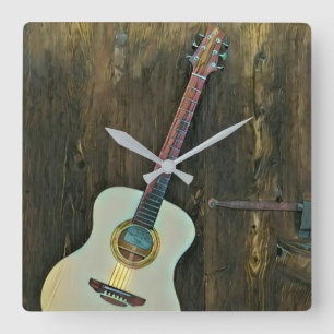 Relógio Quadrado Presentes para um guitarrista músico