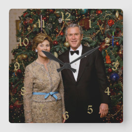 Relógio Quadrado Presidente George Bush, Laura Casa Branca de Natal