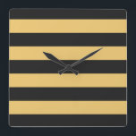 Relógio Quadrado PRETO ajustável<br><div class="desc">Listras coloridas contra a cor de fundo que pode ser substituída. Jogue com diferentes cores de fundo para criar uma correspondência pessoal!</div>