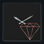Relógio Quadrado preto cor-de-rosa do diamante do ouro do falso<br><div class="desc">Design à moda e moderno que caracteriza o diamante cor-de-rosa do ouro do falso no fundo preto.</div>