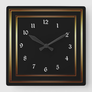 Relógio Quadrado Preto de cobre simples do quadro