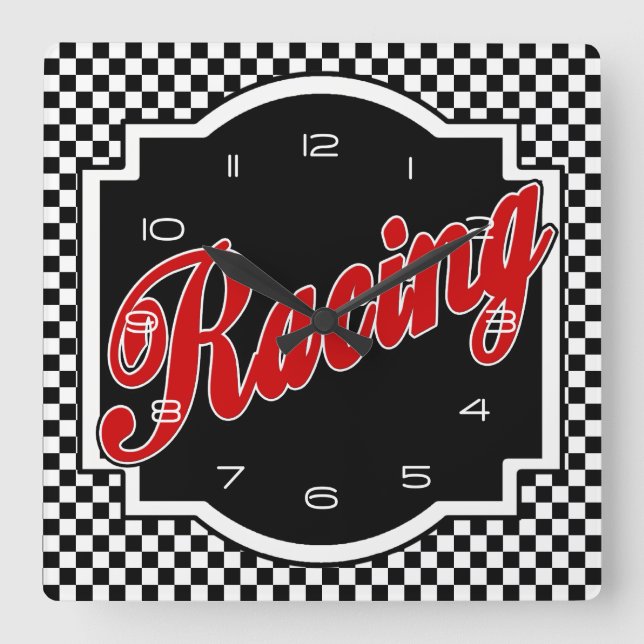 Relógio quadrado preto-e-branco (Frente)