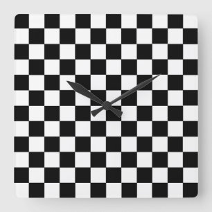 Relógio Quadrado Preto e branco Checkered