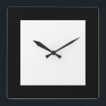 Relógio Quadrado Prévia urbana de Pierot Black e White Clock<br><div class="desc">Uma declaração simples e um belo sotaque de parede.</div>