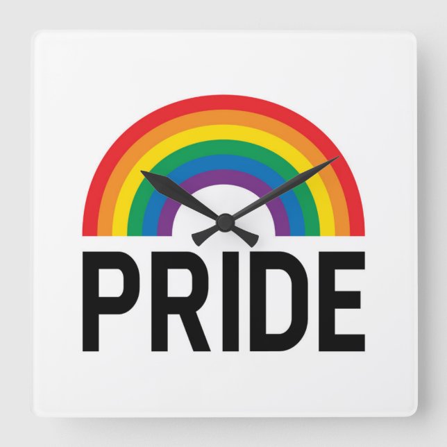 Relógio Quadrado Pride Rainbow (Frente)