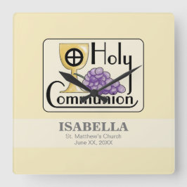 Relógio Quadrado Primeiras Uvas e Taças Comunitárias, Personalizáve