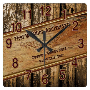 Relógio Quadrado Primeiro Presente de Aniversário de Casamento para