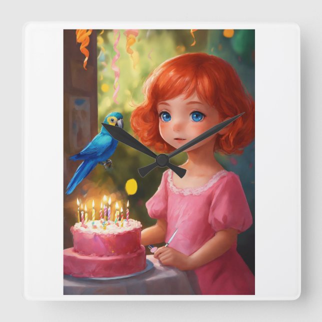 Relógio Quadrado Princesa Birthday Magic (Frente)