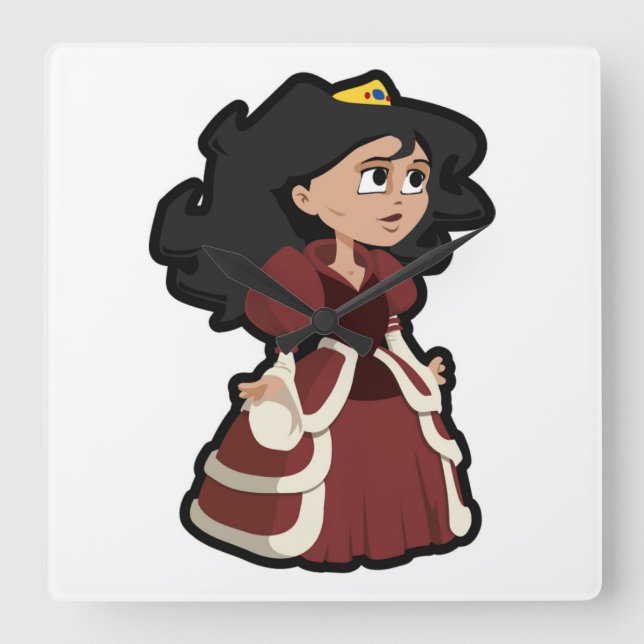 Relógio Quadrado PRINCESA bonito (Frente)