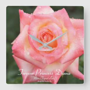 Relógio Quadrado Princesa Diana para Sempre:Rosa Elegant Lady