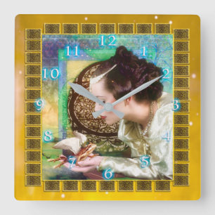 Relógio Quadrado Princesa e Sapo Príncipe