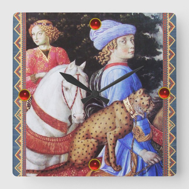 Relógio Quadrado Procissão de Magus Melchior, Cavaleiros Cavaleiros (Frente)
