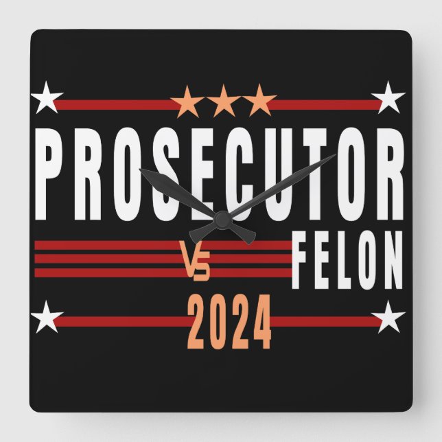 Relógio Quadrado Procurador Vs Felon 2024 Wall Clock (Frente)