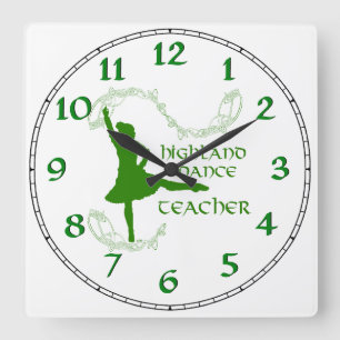 Relógio Quadrado Professor de dança em Highland - Verde