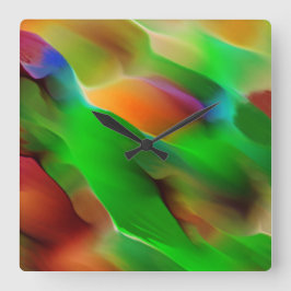 Relógio Quadrado Profundidade e alivios coloridos, predominante o v