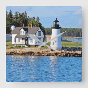 Relógio Quadrado Prospect Harbor Lighthouse, Cartão-postal Maine