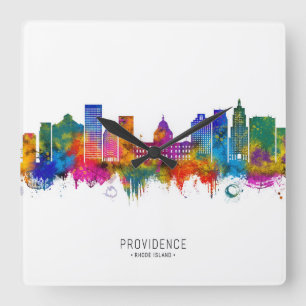 Relógio Quadrado Providence Rhode Island Skyline