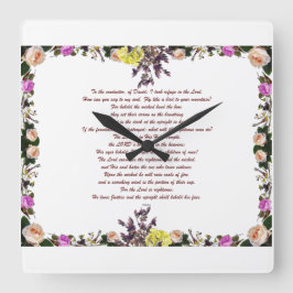 Relógio Quadrado Psalm 11,  Fly like a bird to your mountain,