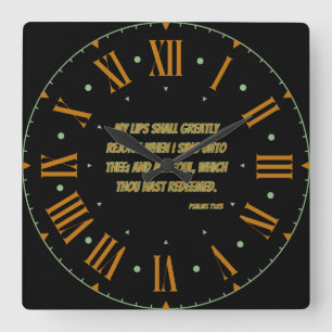 Relógio Quadrado Psalms 71:23 Bíblia KJV Verse II Esquadra Numeral 