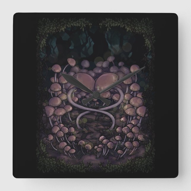 Relógio Quadrado Psilocybe Allenii (Frente)