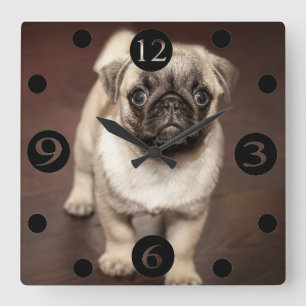 Relógio Quadrado Pug de Cueca