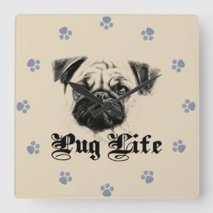 Relógio Quadrado Pug Life