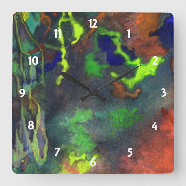 Relógio Quadrado Pulso de disparo alaranjado do costume da fusão (Frente)