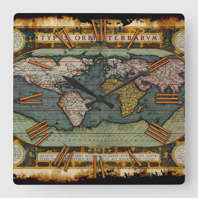 Relógio Quadrado Pulso de disparo antigo envelhecido do desenhista (Frente)