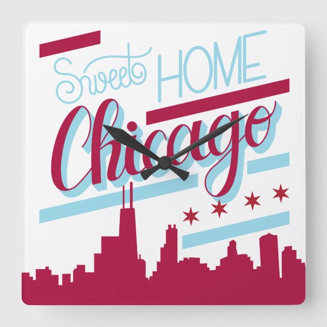 Relógio Quadrado pulso de disparo Chicago home doce (Frente)
