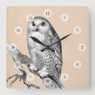 Relógio Quadrado Pulso de disparo da coruja do vintage