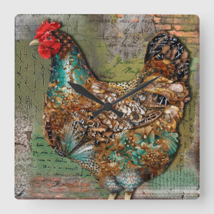 Relógio Quadrado Pulso de disparo da galinha de Paris