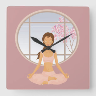 Relógio Quadrado pulso de disparo da menina da ioga