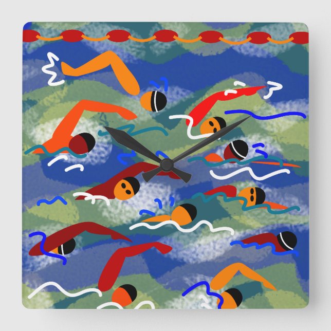 Relógio Quadrado Pulso de disparo da natação da água aberta (Frente)