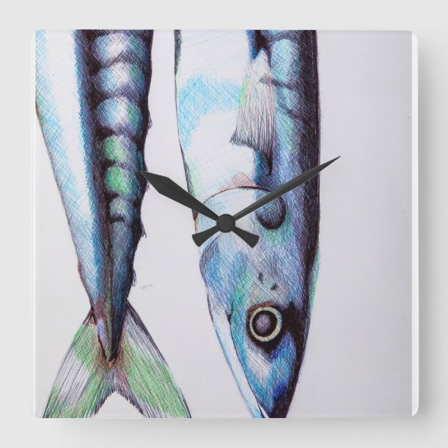 Relógio Quadrado Pulso de disparo da sardinha (Frente)