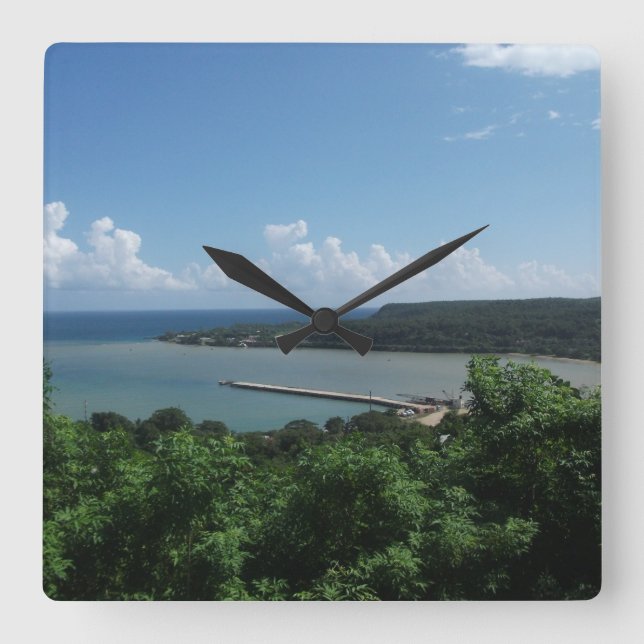 Relógio Quadrado Pulso de disparo de Montego Bay, Jamaica (Frente)