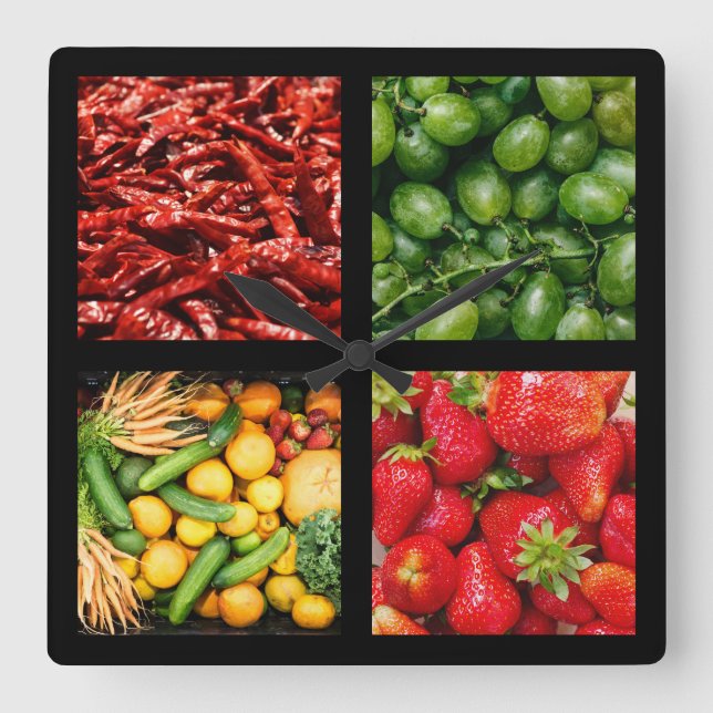 Relógio Quadrado Pulso de disparo de parede 3 de Foodie (Frente)